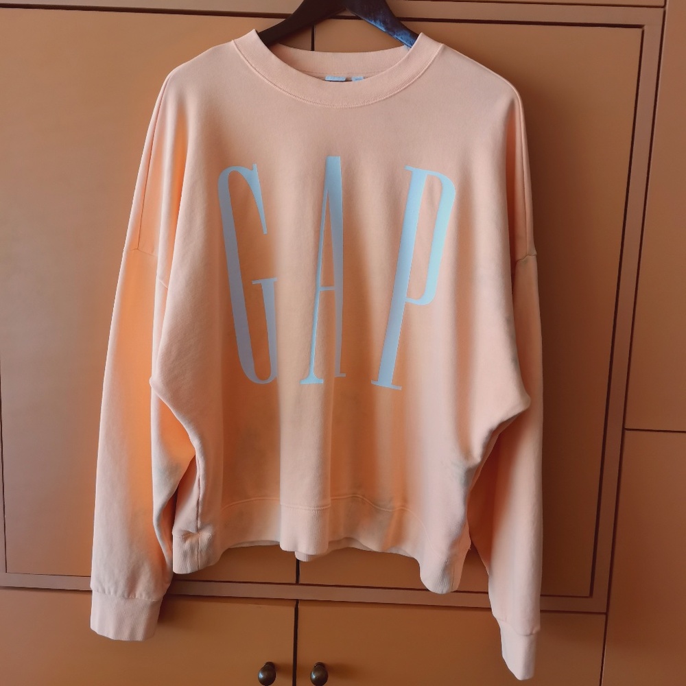 GAP FACTORY - GAP BIG LOGO PRINT BAGGY SHOULDER SWEATSHIRT (L Tall)